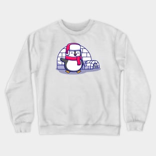 Cute Penguin With Igloo Crewneck Sweatshirt